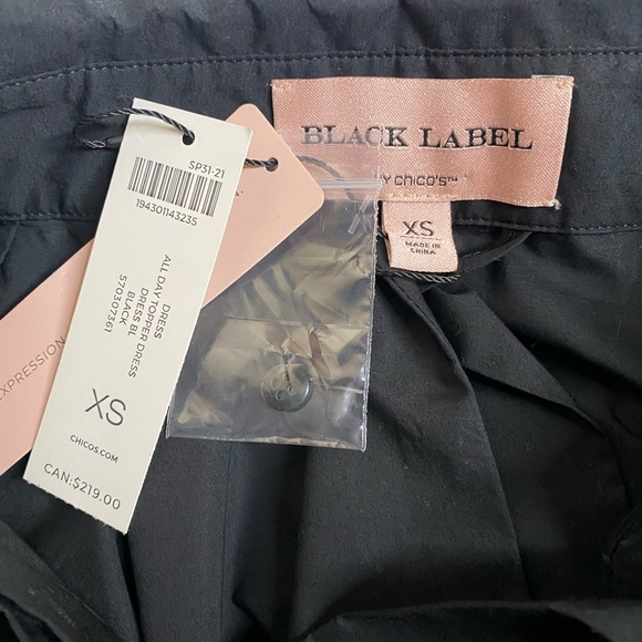 NWT Chico’s Black Label Black All Day Topper Long Sleeve Shirt Dress W/Belt XS - Picture 5 of 7